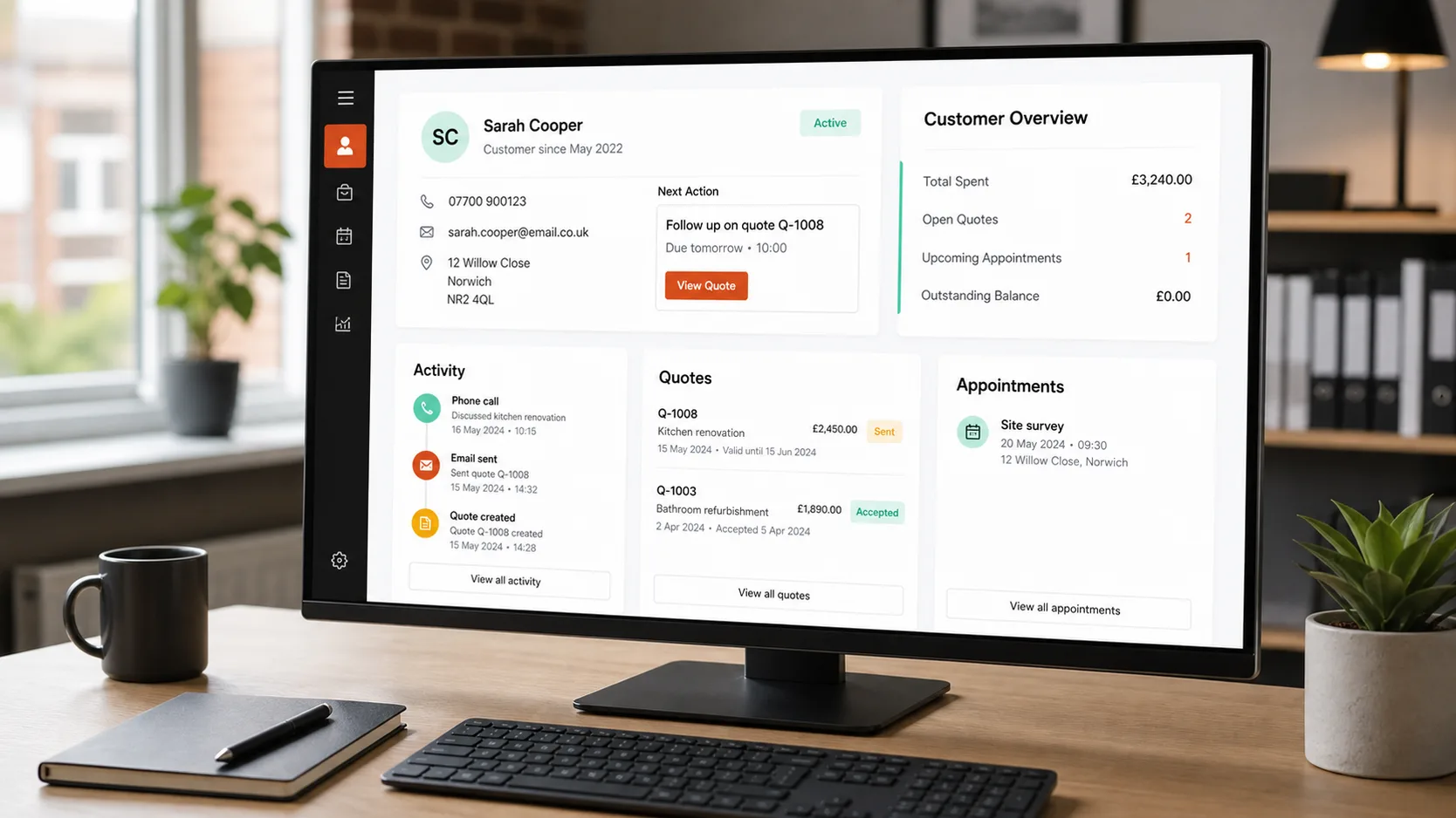 Service business CRM for UK small business