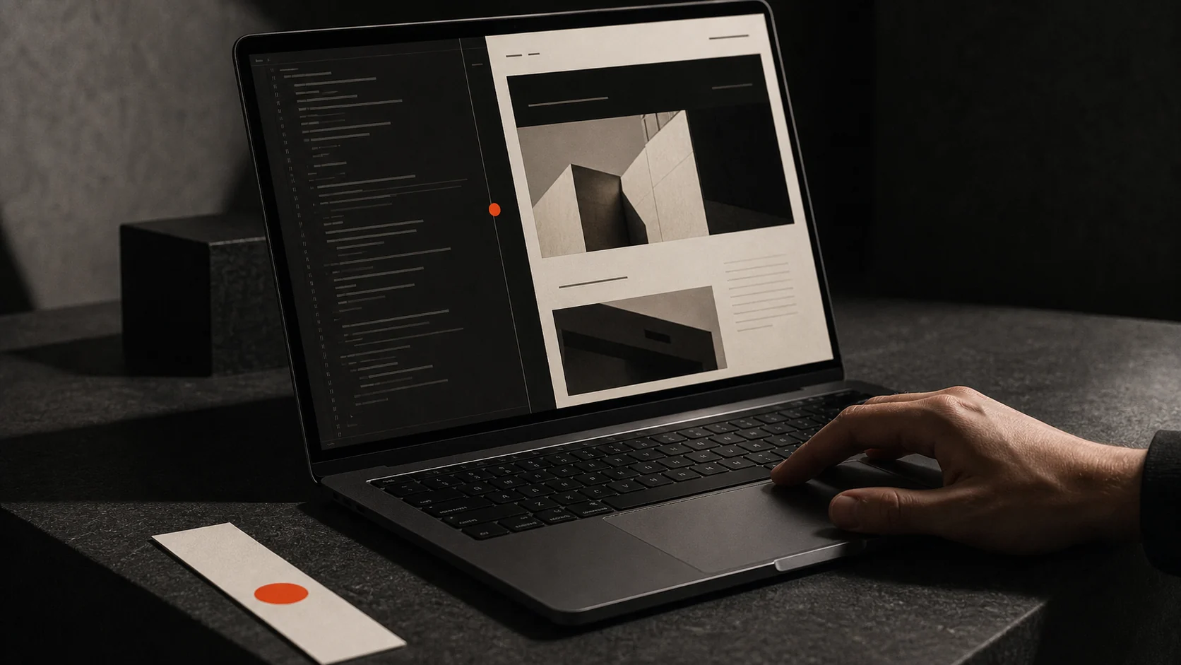 Custom website and content development shown together on a studio laptop