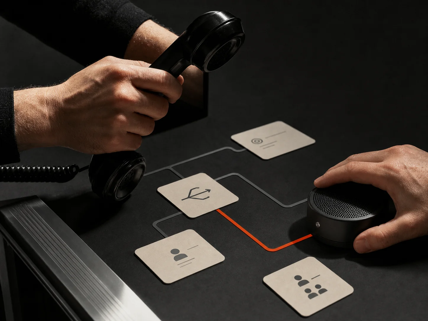 Automated call flows and AI call agent design workspace for a UK small business