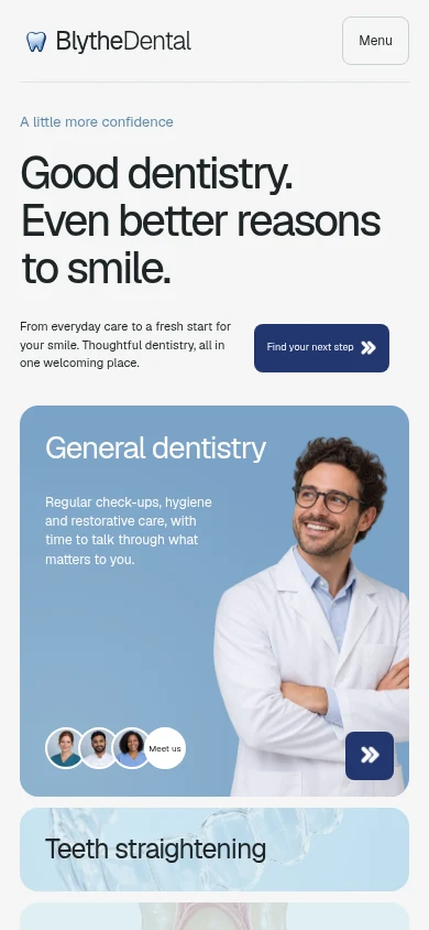 Blythe Dental mobile website preview