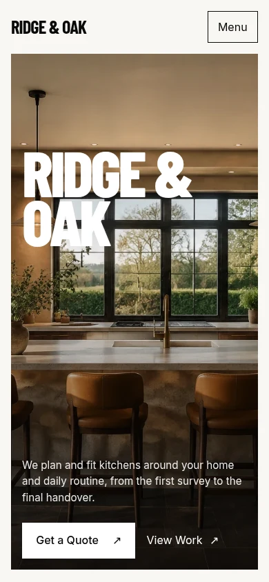 Ridge & Oak mobile website preview