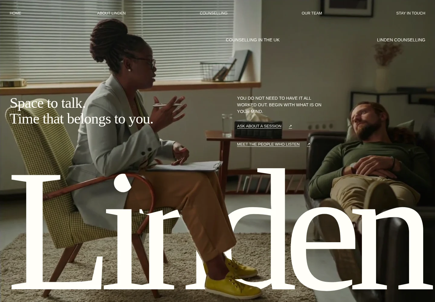 Linden Counselling desktop website preview