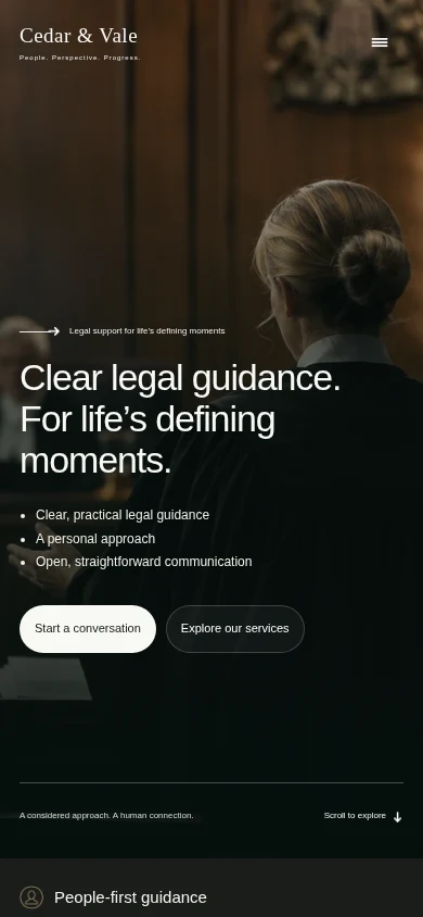 Cedar & Vale mobile website preview