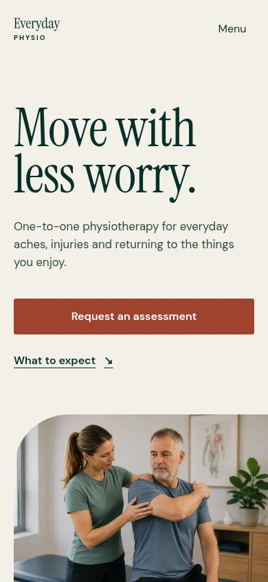 Everyday Physio mobile website preview