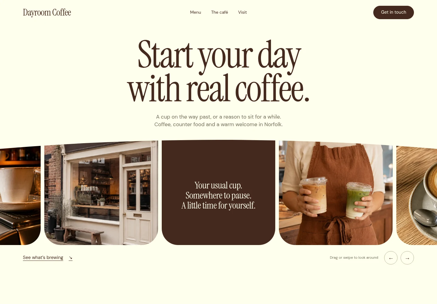 Dayroom Coffee desktop website preview