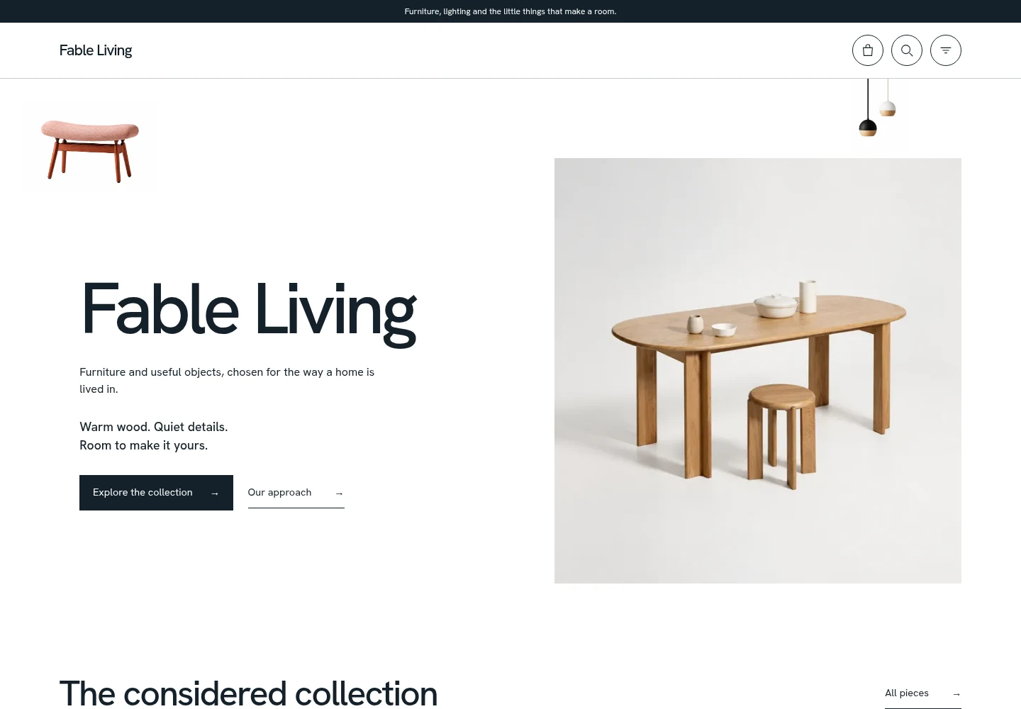 Fable Living desktop website preview