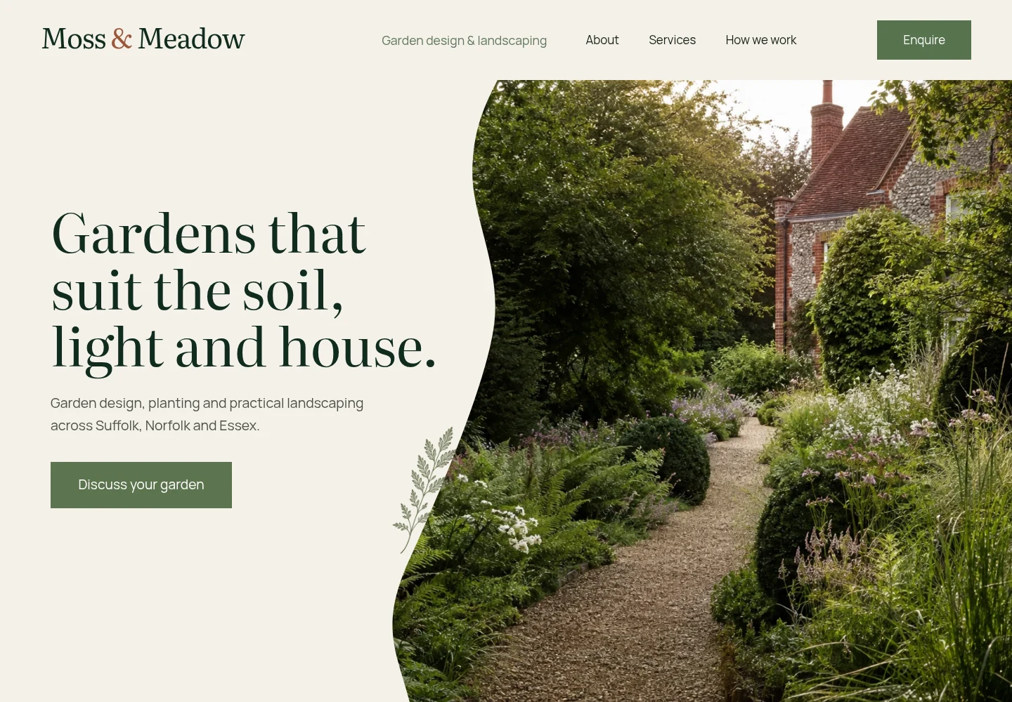 Moss & Meadow desktop website preview