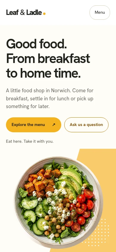 Leaf & Ladle mobile website preview