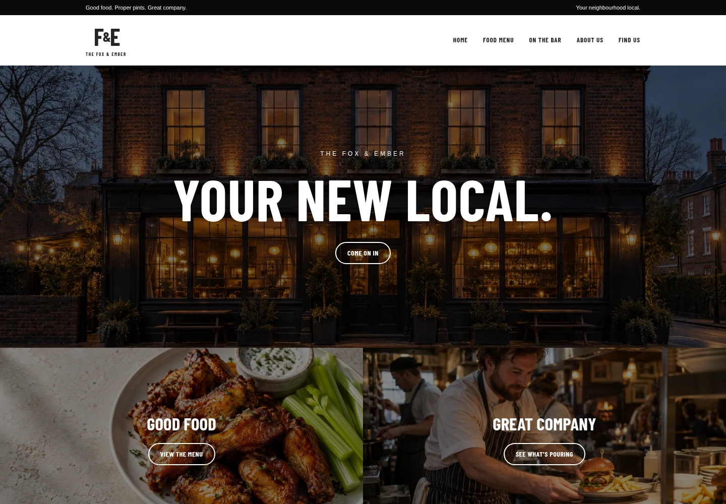 The Fox & Ember desktop website preview