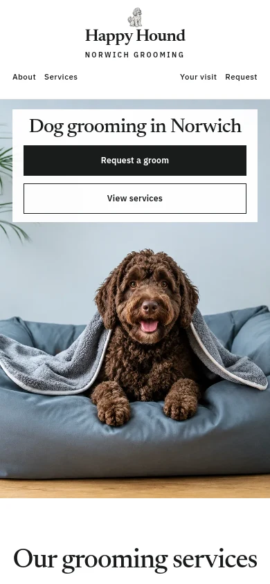 Happy Hound mobile website preview