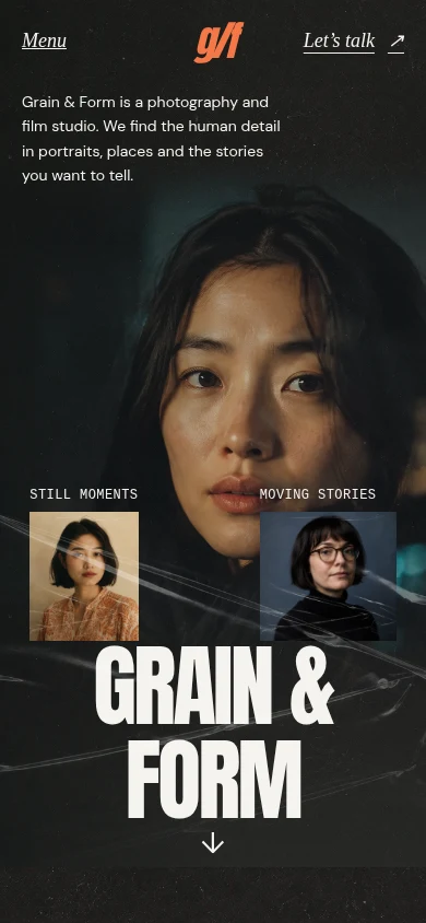 Grain & Form mobile website preview