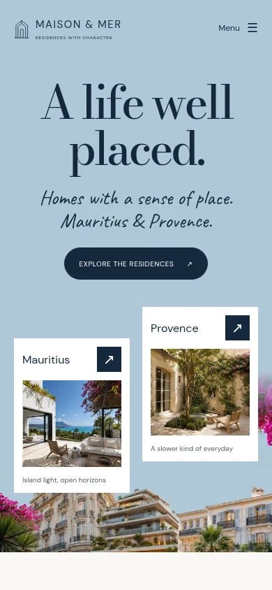 Maison & Mer mobile website preview