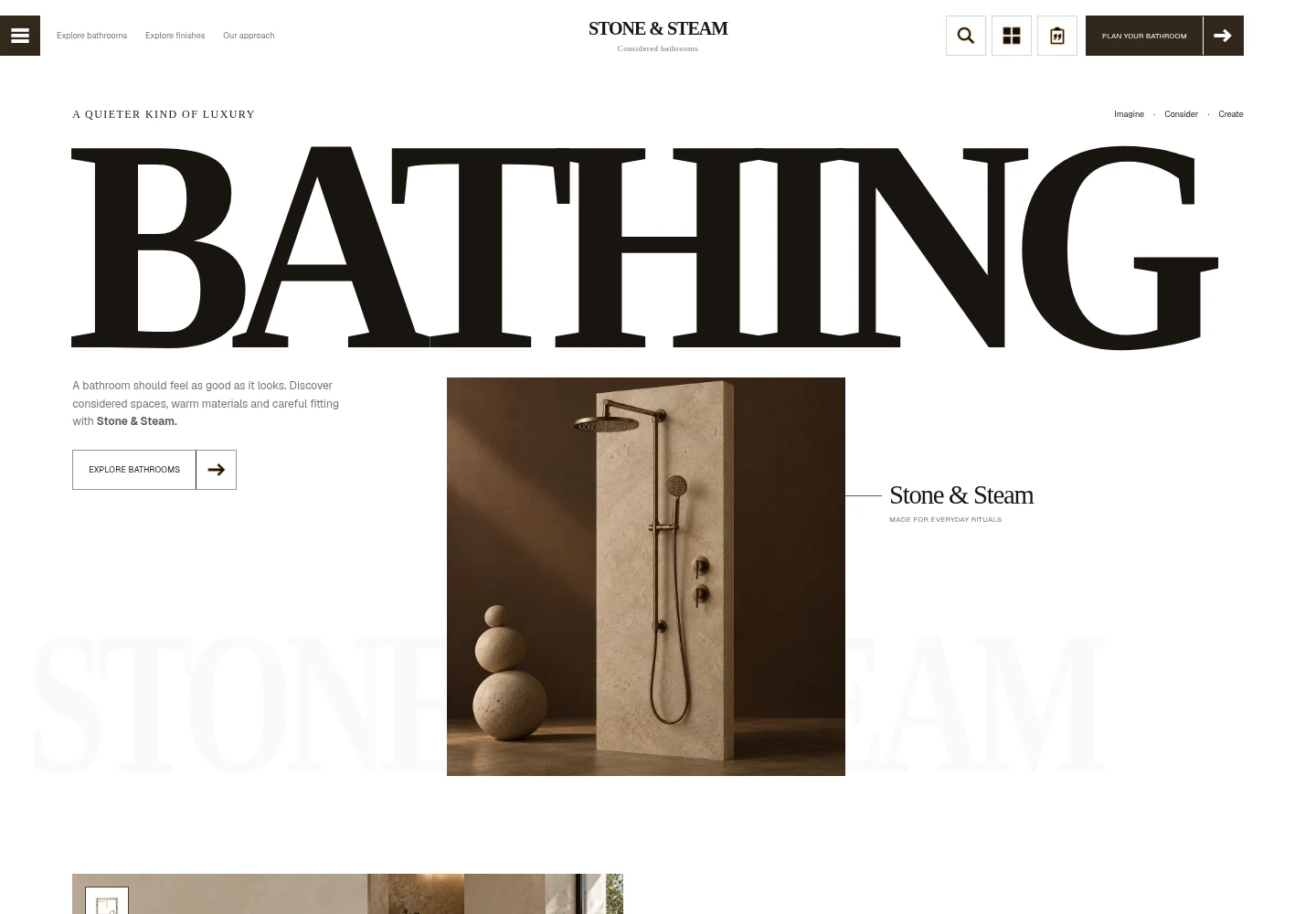 Stone & Steam desktop website preview