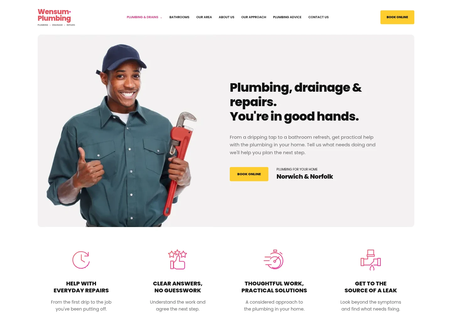 Wensum Plumbing desktop website preview